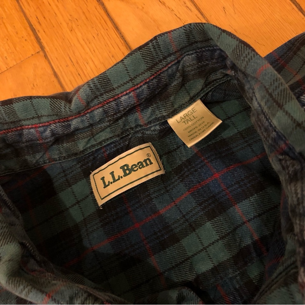 LL BEAN Plaid Long Sleeve Work Shirt